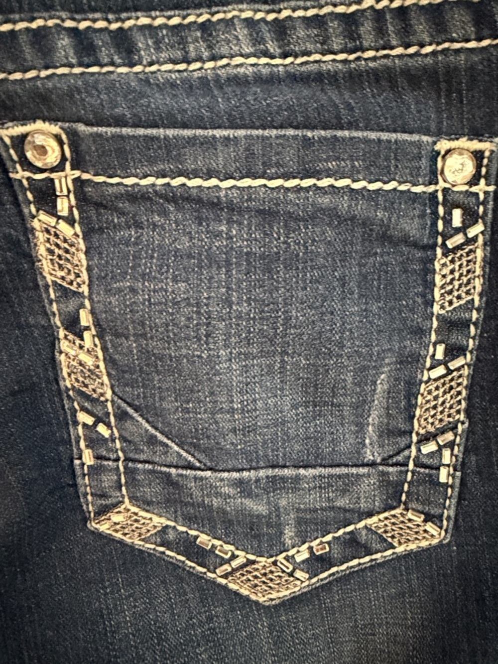 Daytrip Virgo Bermuda Indigo Denim Shorts with Cream Contrast Stitching - Picture 3 of 13